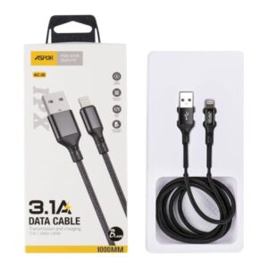 Aspor Lightning Cable 3.1A Transmission And Charging 2 In 1 Data Cable